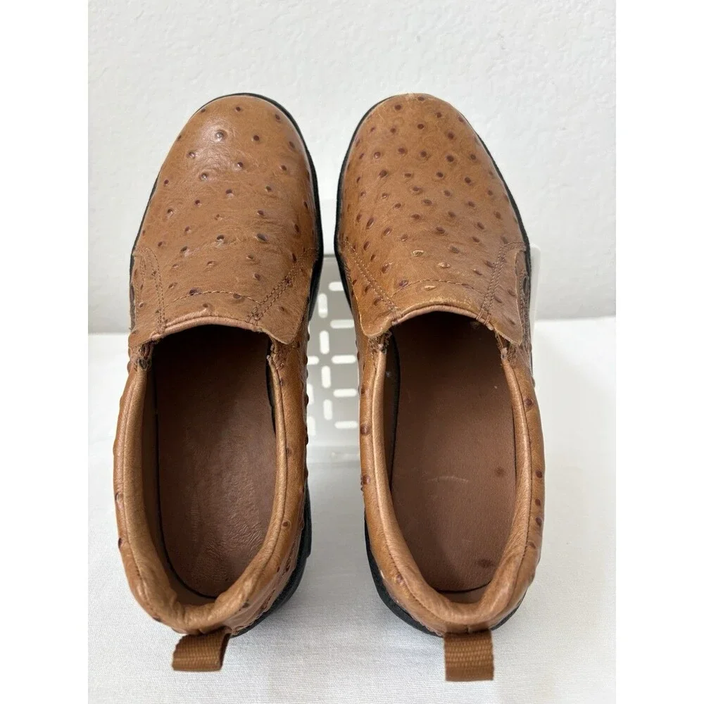 Roper Cotter Ostrich Print Slip-on Casual Shoes Men’s Size 7.5 Tan Rugged Charm